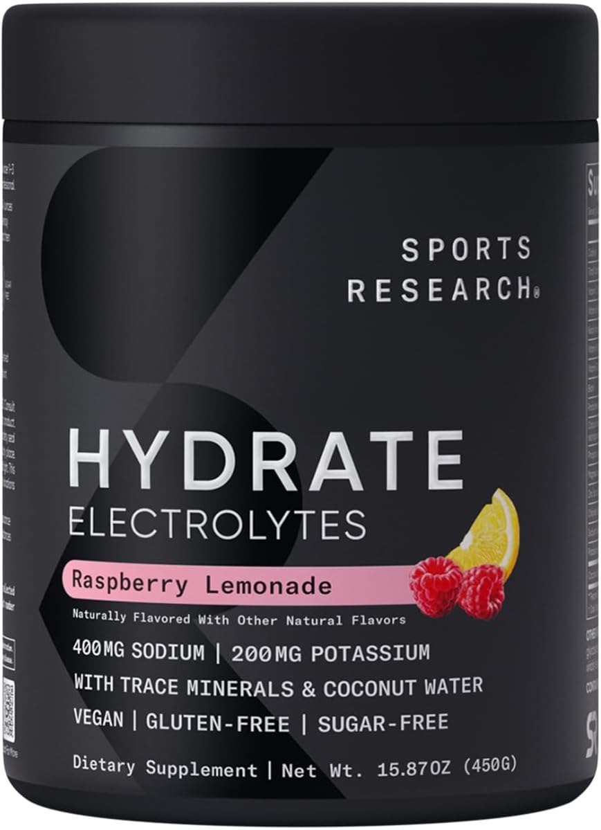 Sports-Research®-Hydrate---Polvo-de-electrolitos-sin--azúcar-y-con-sabor-natural-con-vitaminas,-231