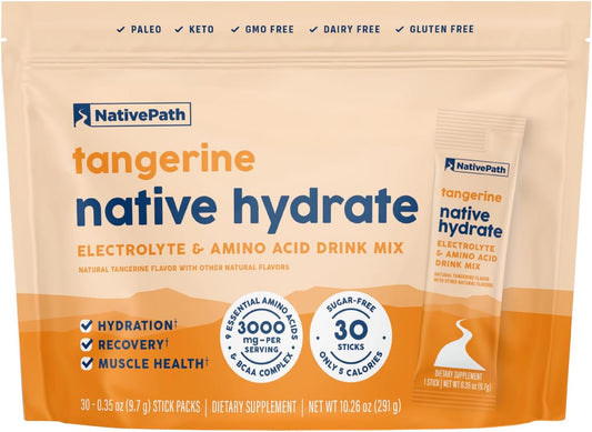 NativePath-Native-Hydrate---Paquetes-de-electrolitos-en--polvo-sin-azúcar-con-BCAAs,-hidratación-de-150