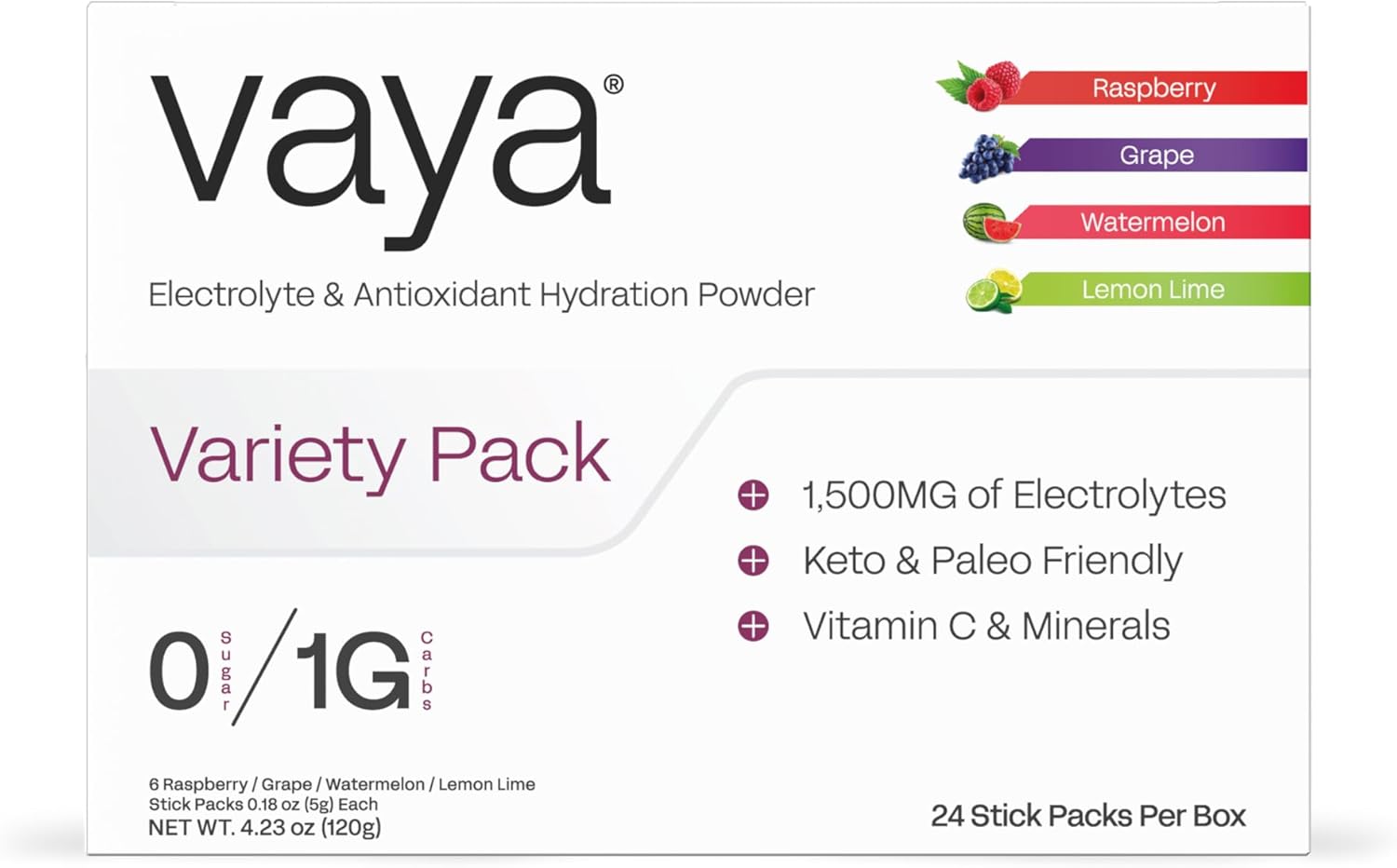 Vaya-Polvo-de-electrolitos-de-hidratación-premium-sin--azúcar,-paquete-variado,-24-paquetes-de-barritas,-4