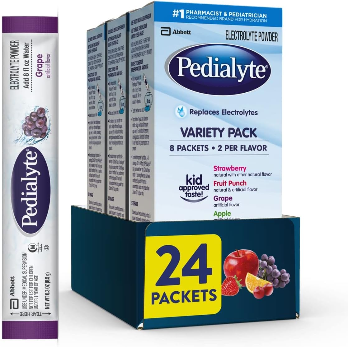 Pedialyte---Paquetes-de-polvo-de-electrolitos,-paquete--variado,-bebida-de-hidratación,-8-unidades-(paquete-440