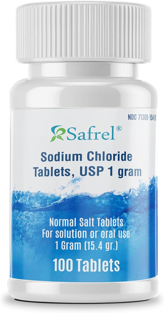 Safrel-Tabletas-de-cloruro-de-sodio-1-gm,--USP-|-Tabletas-de-sal-normal-|-99