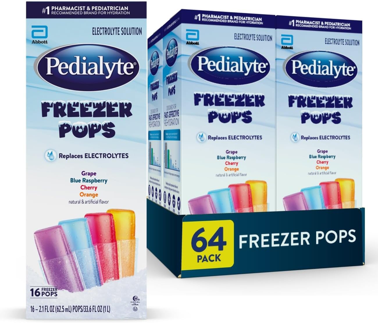 Pedialyte-Paletas-congeladoras-con-solución-de-electrolitos,-paquete--variado-de-hidratación,-uva,-frambuesa-azul,-cereza-424