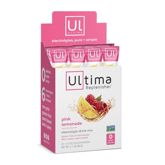 Ultima-Replenisher,-Mezcla-de-bebida-hidratante-con-electrolitos,--limonada-rosa,-caja-de-20-unidades,-sin-161